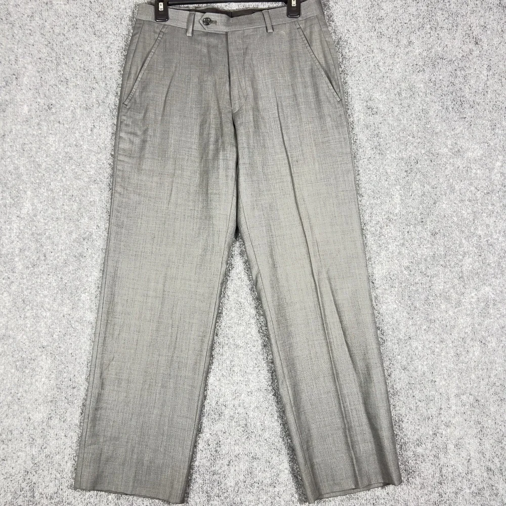 Alfani Slim Fit Wool Dress Pants Mens 30x30 Gray Flat Front Career Office